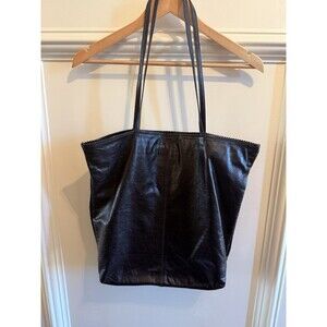 Latico Black Soft Leather Lightweight Shopper Tote Nora Bag  Zipper Closure